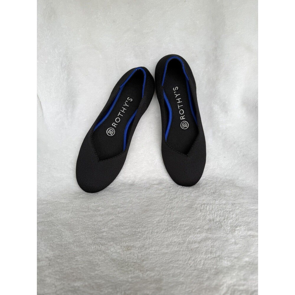 Rothys Women’s The Flat Round Toe Black Solid, Size 6M